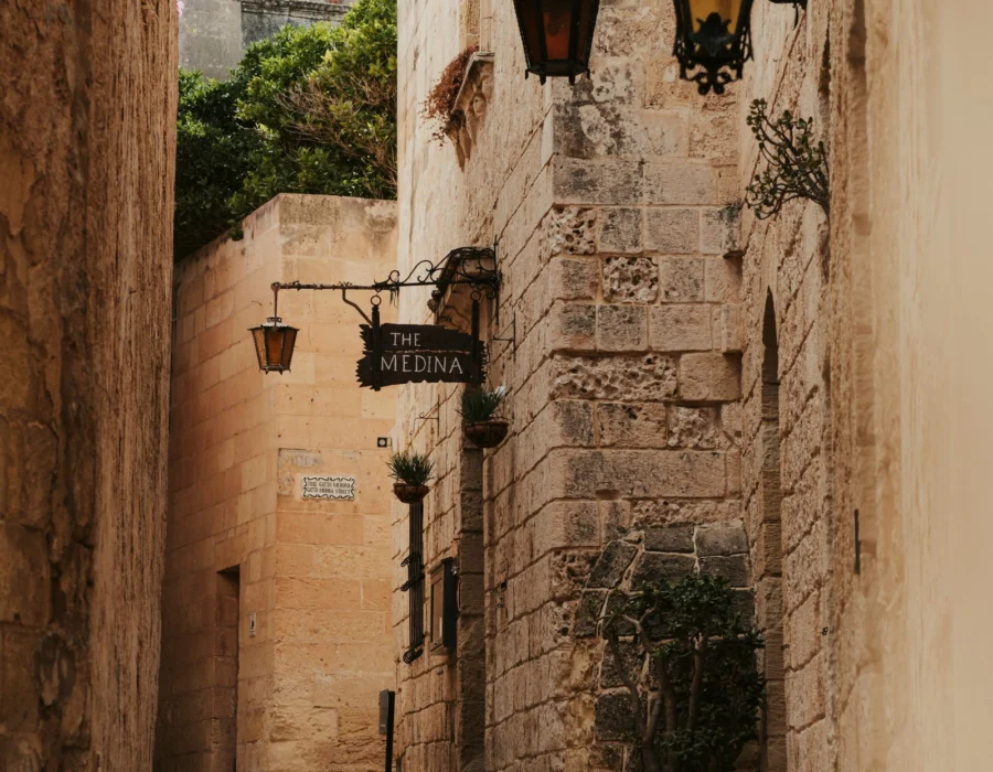 A narrow stepped alleyway in the old city of Mdina