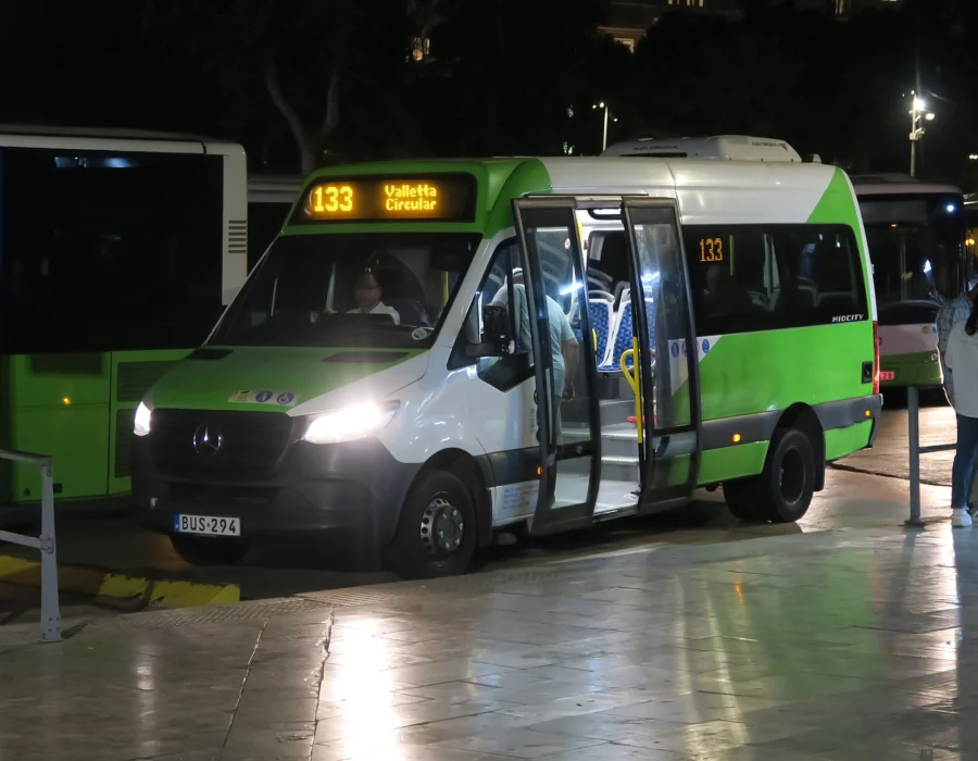 A Malta Public Transport bus on a Maltese road