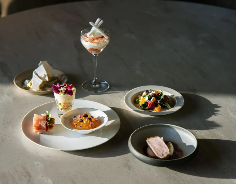 A gourmet plated dish on an elegant table