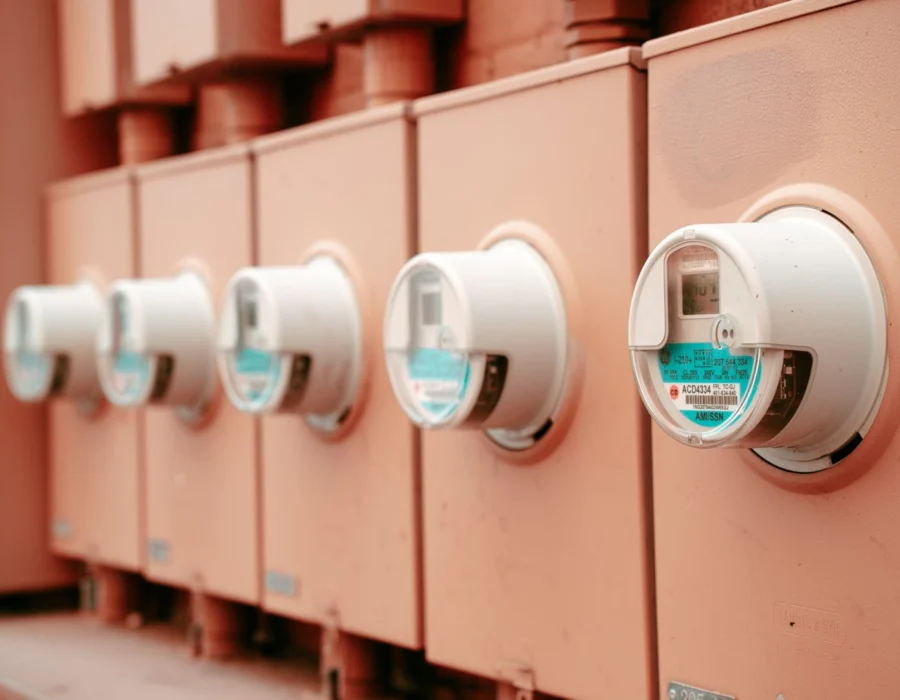 A row of electricity meters