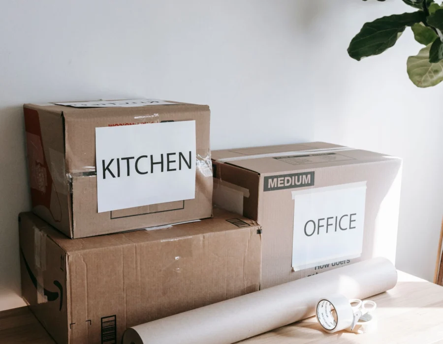 Packed boxes ready for moving