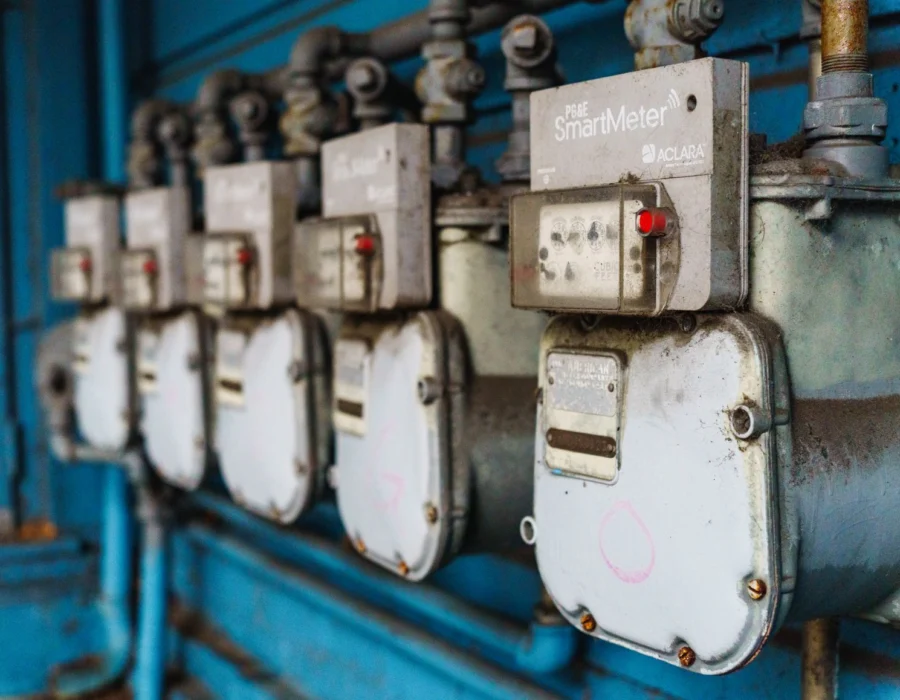 Utility meters on a wall