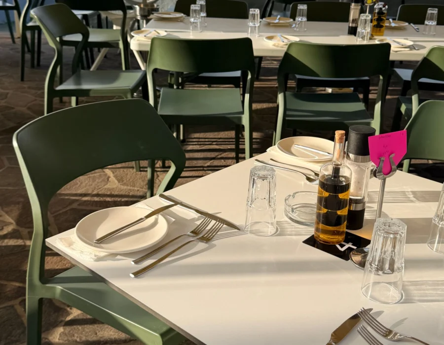 Seaside outdoor dining tables in Gozo