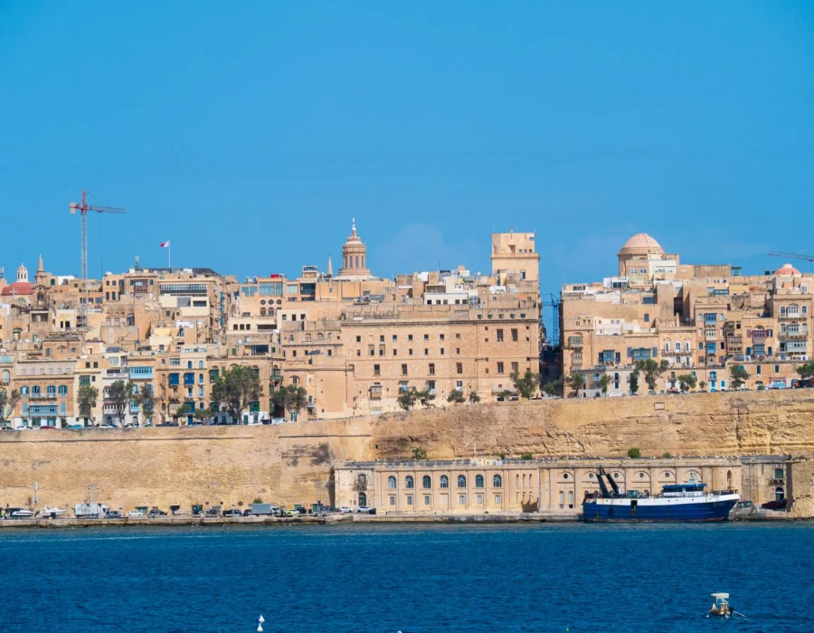 Valletta seen across the water from the Three Cities