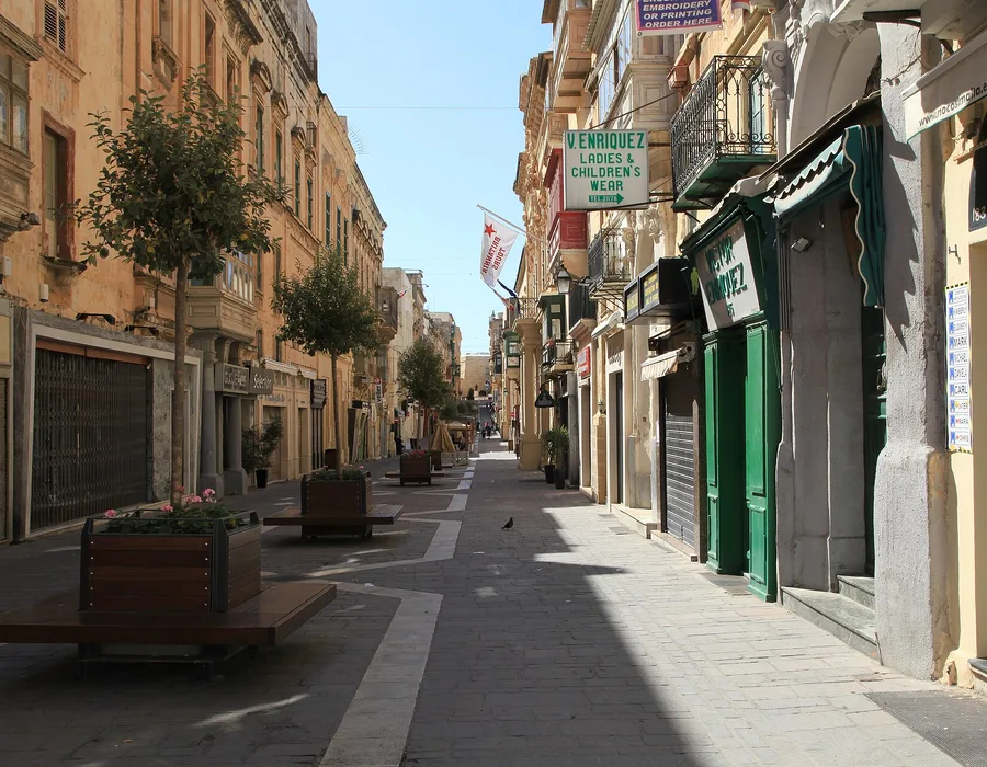 Merchants Street in Valletta, where the morning market sets up