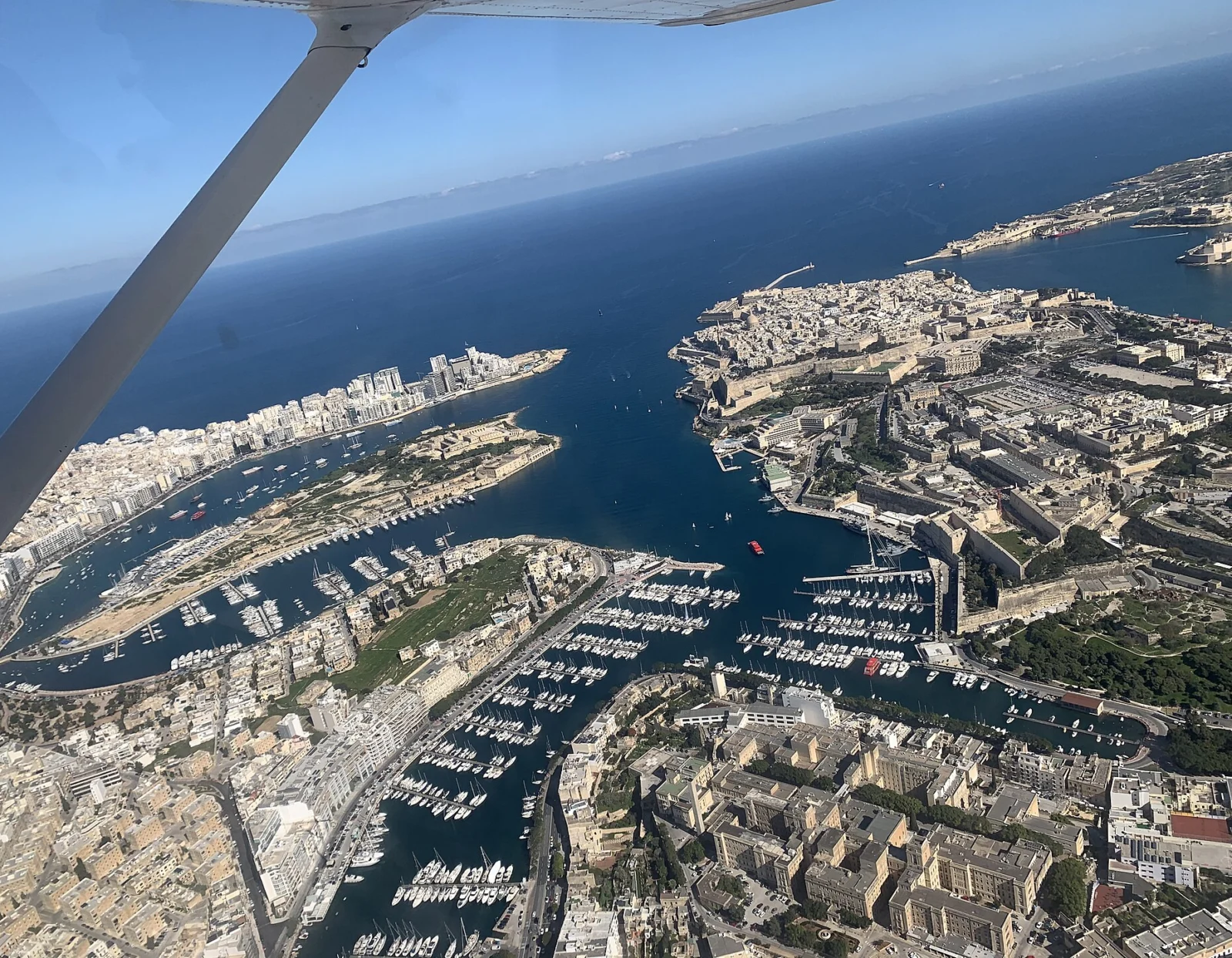 The Three Cities and their creeks seen from the air