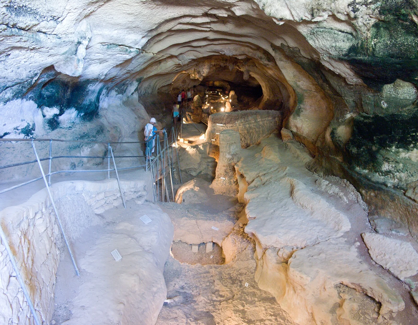 Inside the cave at Għar Dalam, with the walkway through it