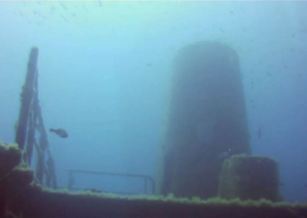 The funnel of the Um El Faroud wreck off Wied iż-Żurrieq