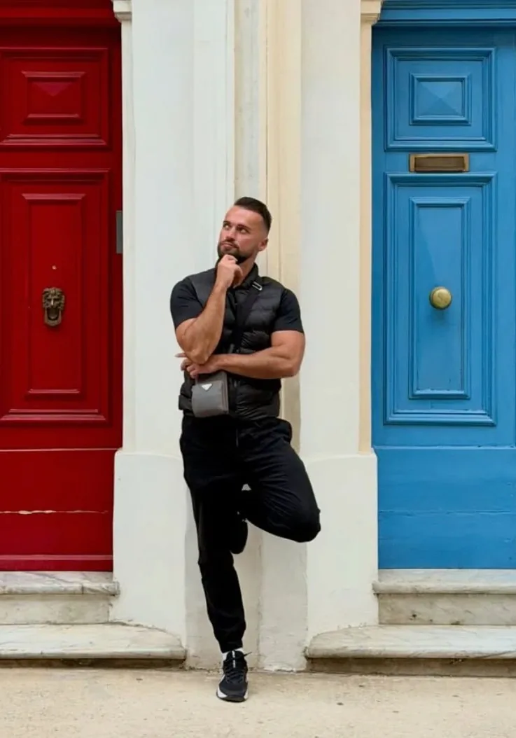 Alex Vasilevski in a Maltese doorway